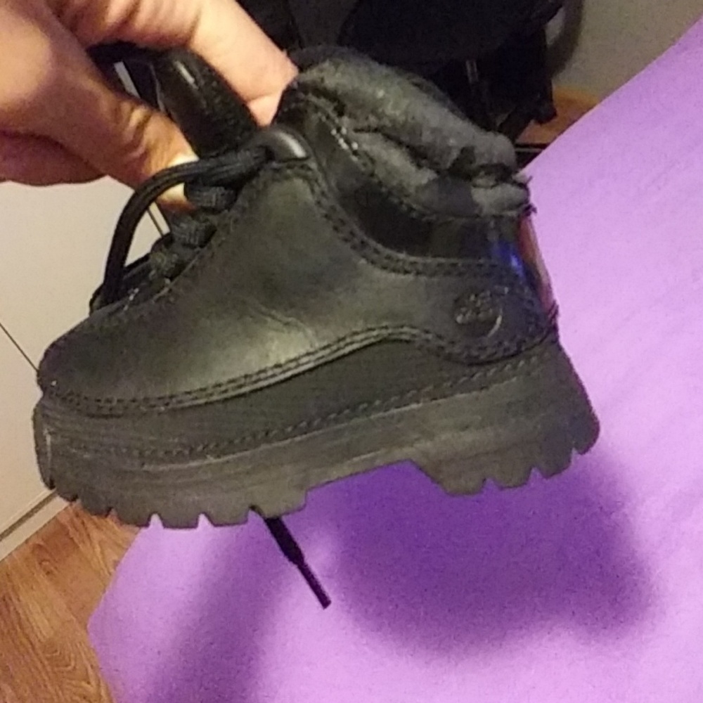 Babys black timberland boots